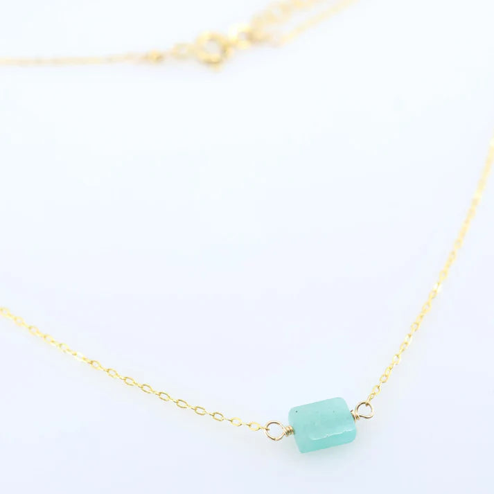 JM Single Amazonite Rectangle Necklace NGR-AZ