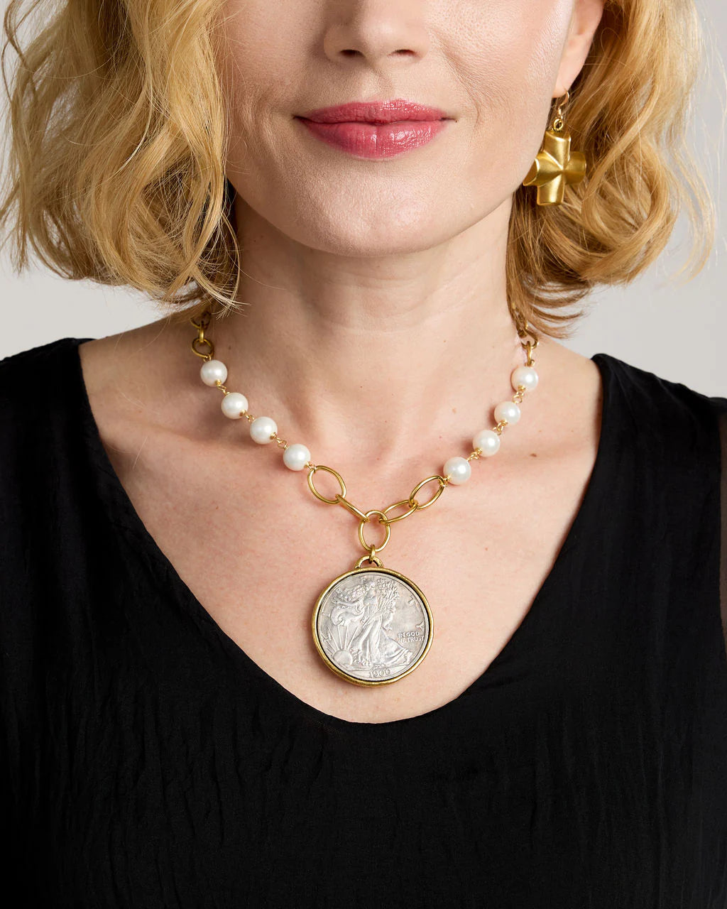 CL Scarlett Pearl and Coin Necklace