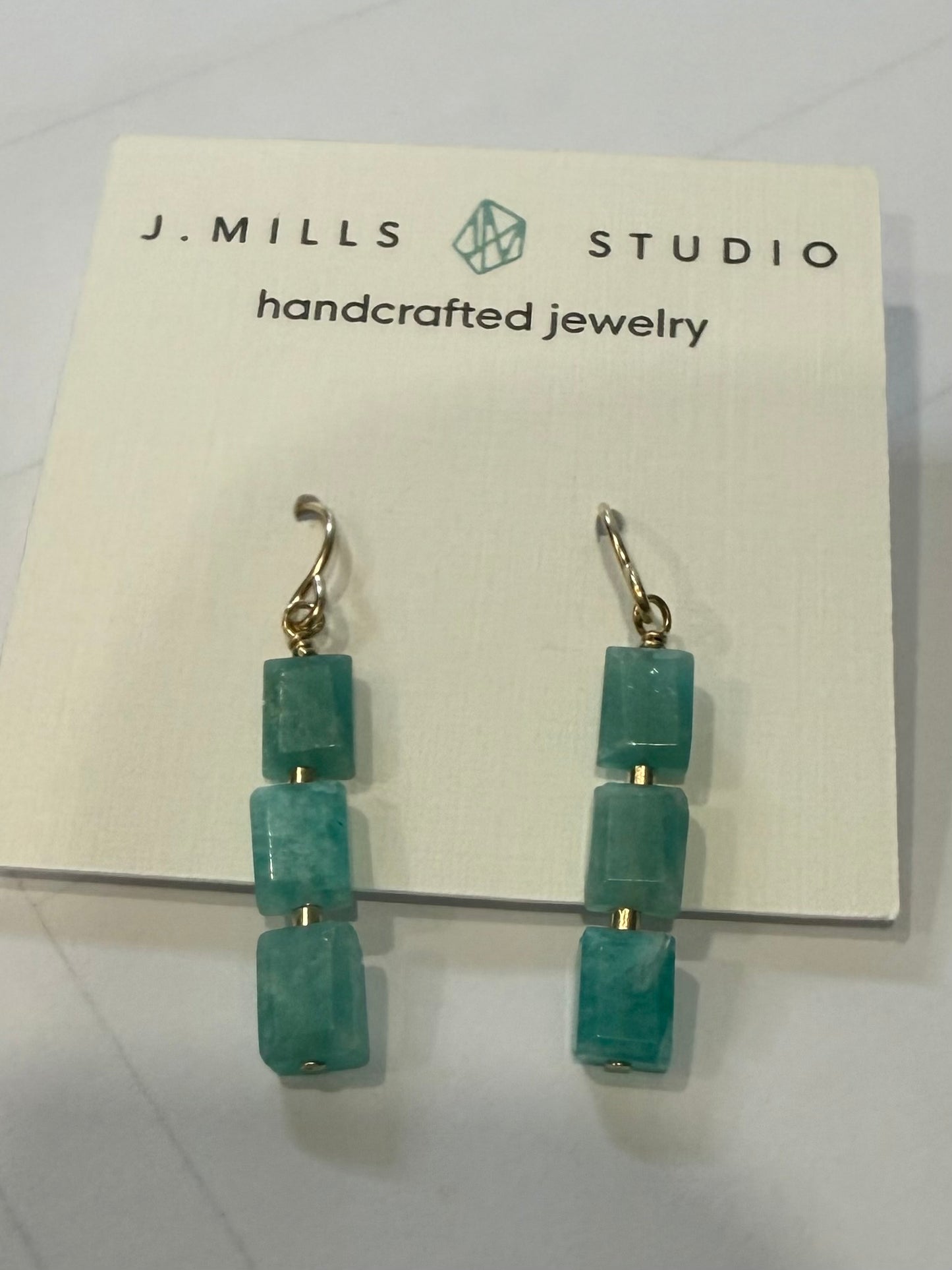 JM 3 Rectangle AMAZONITE Earring E3RR-AZ