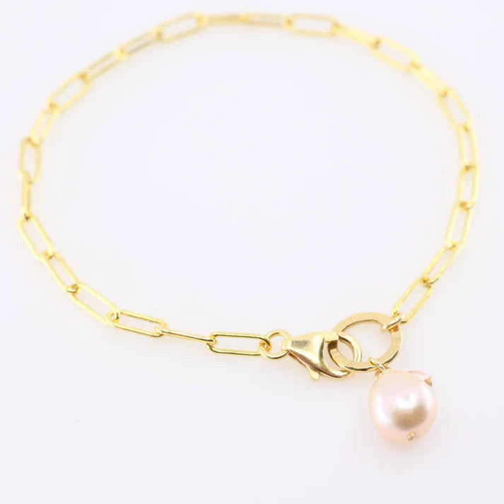 JM pearl paperclip bracelet BHPC-PKP-GF