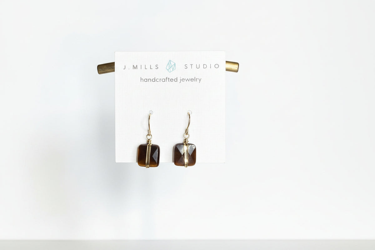 JM Square Tiger Eye Earring ETGR