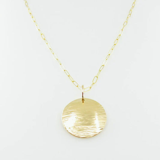 JM LG Hammered Disc Necklace NLRD-GF