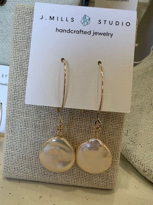 JM XL Natural Coin Pearl Earring