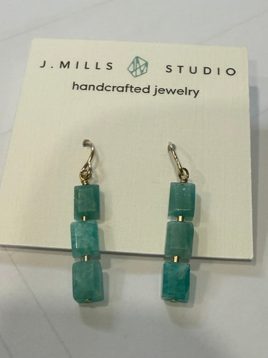 JM 3 Rectangle AMAZONITE Earring E3RR-AZ