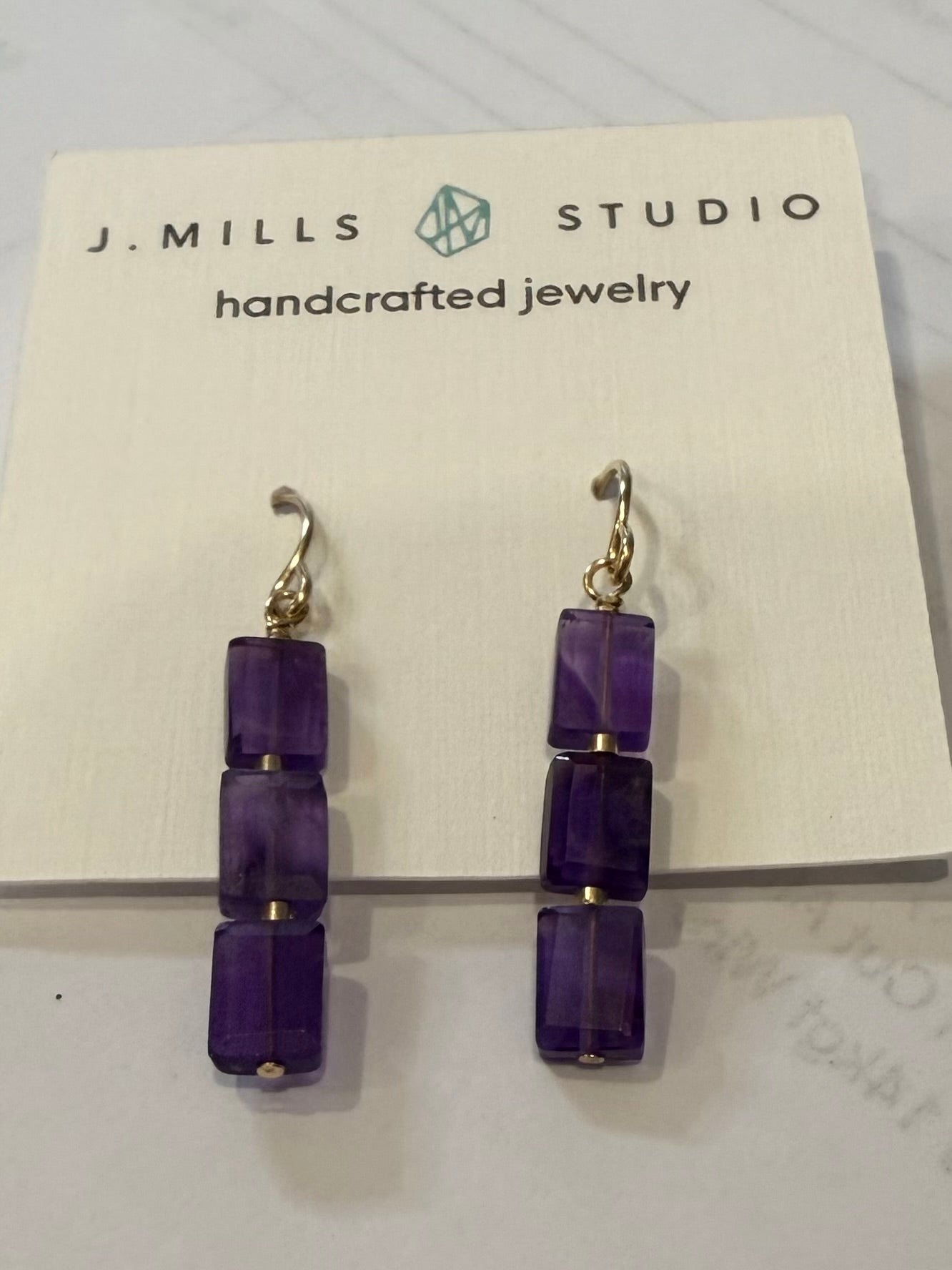 JM 3 Rectangle AMETHYST Earrings E3RR-AM