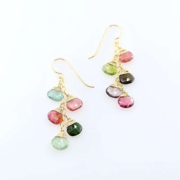 JM 5 Watermelon Tourmaline heart drop Earring E5X-WTOUR