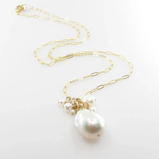JM Baroque Pearl Cluster Necklace NCL-BAR-GF
