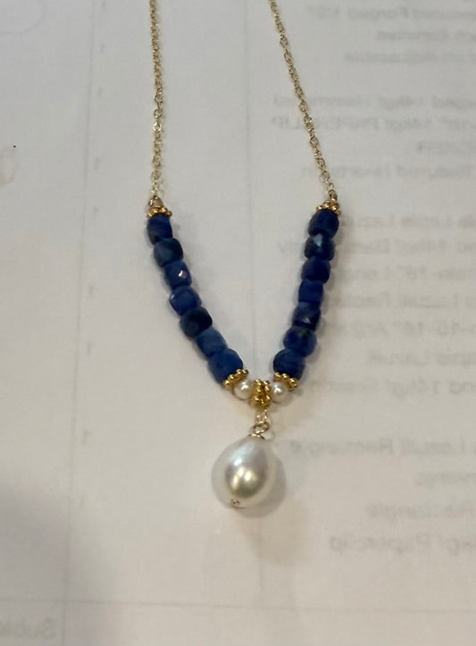 JM Kyanite and Pearl Necklace NGKY-PL