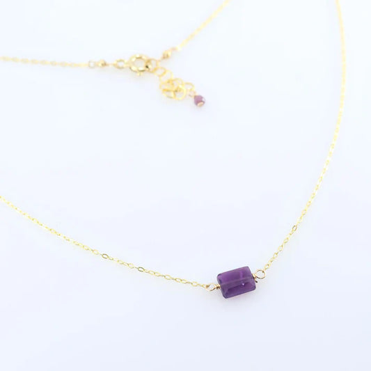 JM Single Amethyst Rectangle Necklace NGR-AM