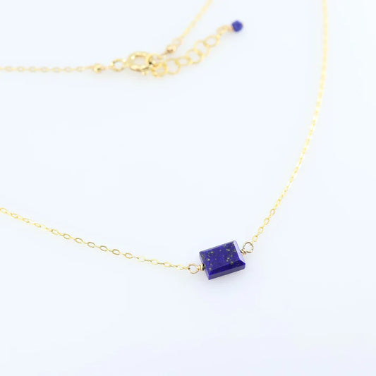 JM Single Lapis Rectangle Necklace NGR-LL-GF