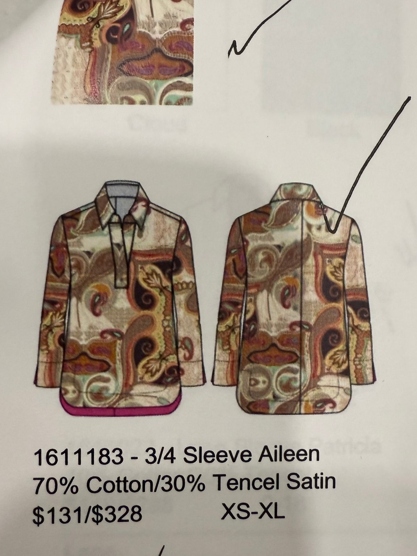 HW Aileen 3/4 Sleeve Top (183)
